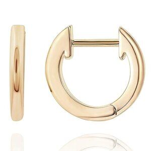 14K Gold Plated S925 Sterling Silver Cuff Hoop Earrings Huggie Stud
